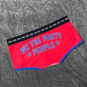 NWT Victoria’s Secret PINK Patriotic Stripes Rare Logo Boyshort Shortie Pantie M